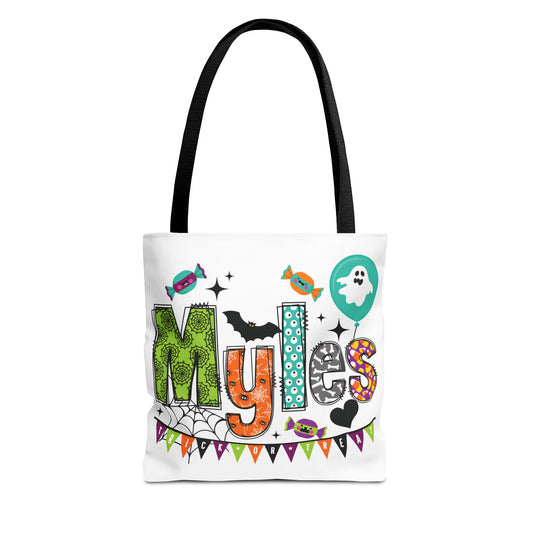 Custom Name Halloween Trick or Treating Tote Bag