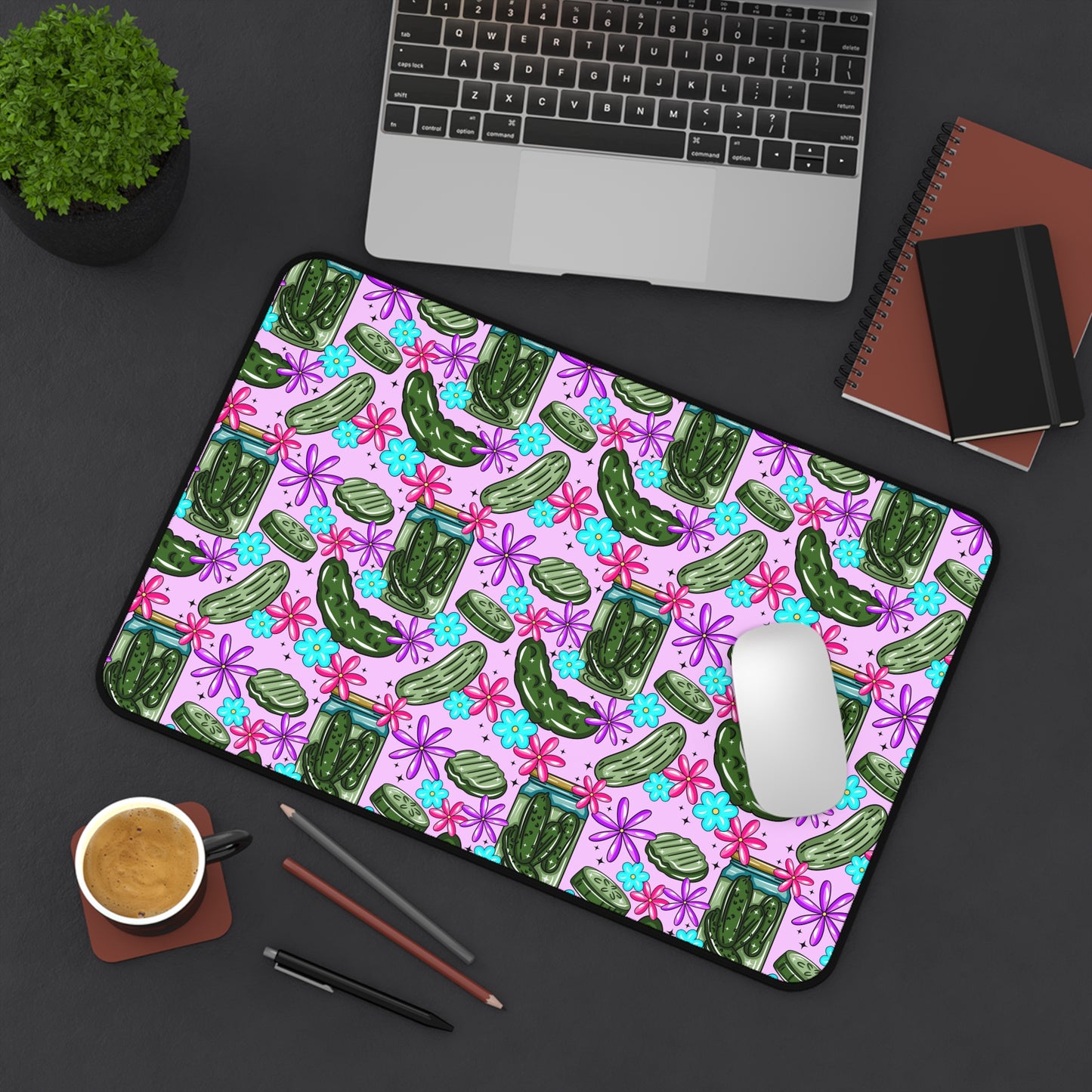 Pickle Floral, Cute Pickle Desk Mat