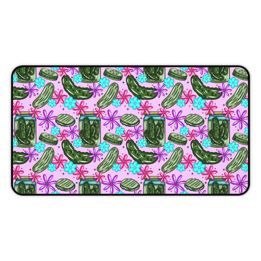 Pickle Floral, Cute Pickle Desk Mat