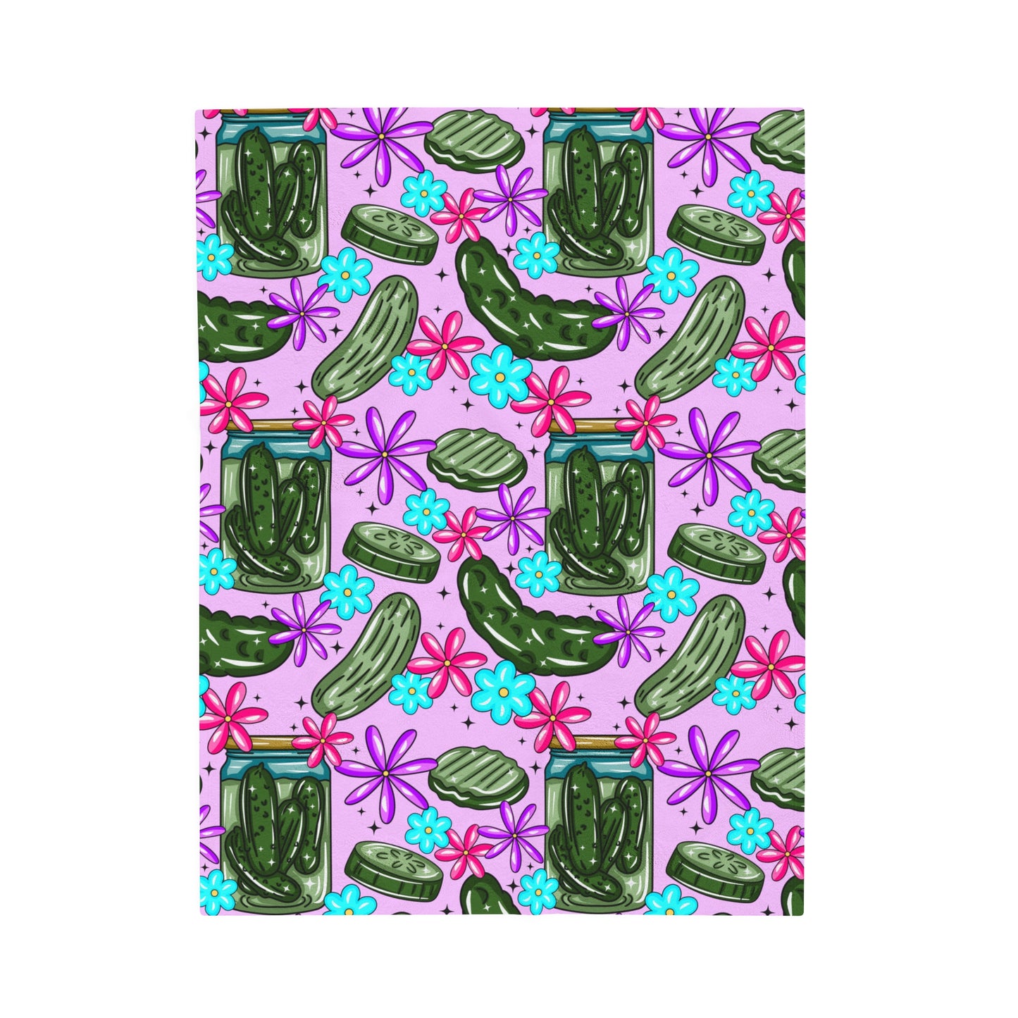 Pickles Floral, Cute Pickle Velveteen Plush Blanket