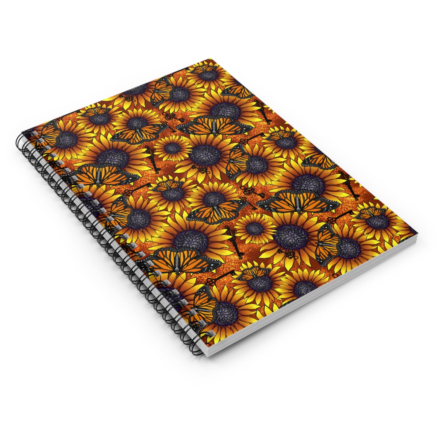 Sunflowers and Monarchs, Spiral Notebook - Ruled Line