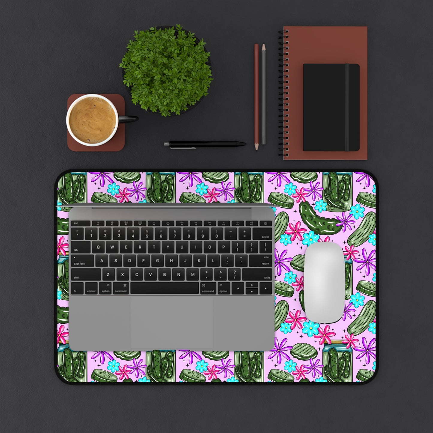 Pickle Floral, Cute Pickle Desk Mat