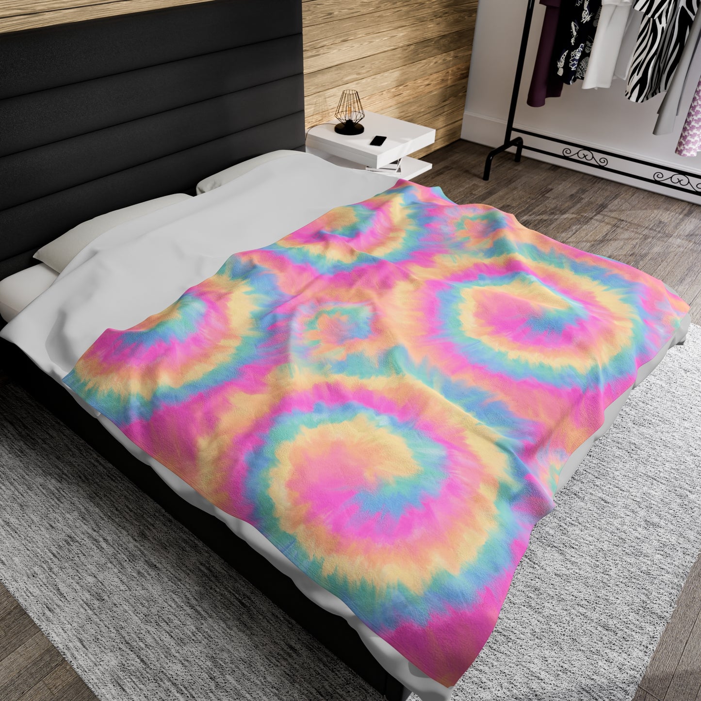 Rainbow Tie Dye, Velveteen Plush Blanket