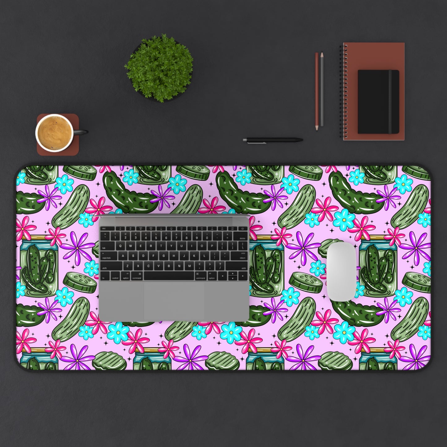 Pickle Floral, Cute Pickle Desk Mat