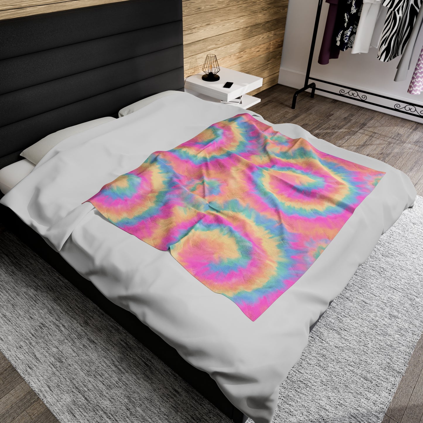 Rainbow Tie Dye, Velveteen Plush Blanket