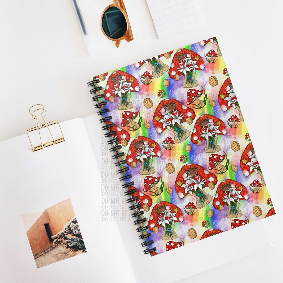 Stained Glass Mushrooms, Spiral Notebook - Ruled Line