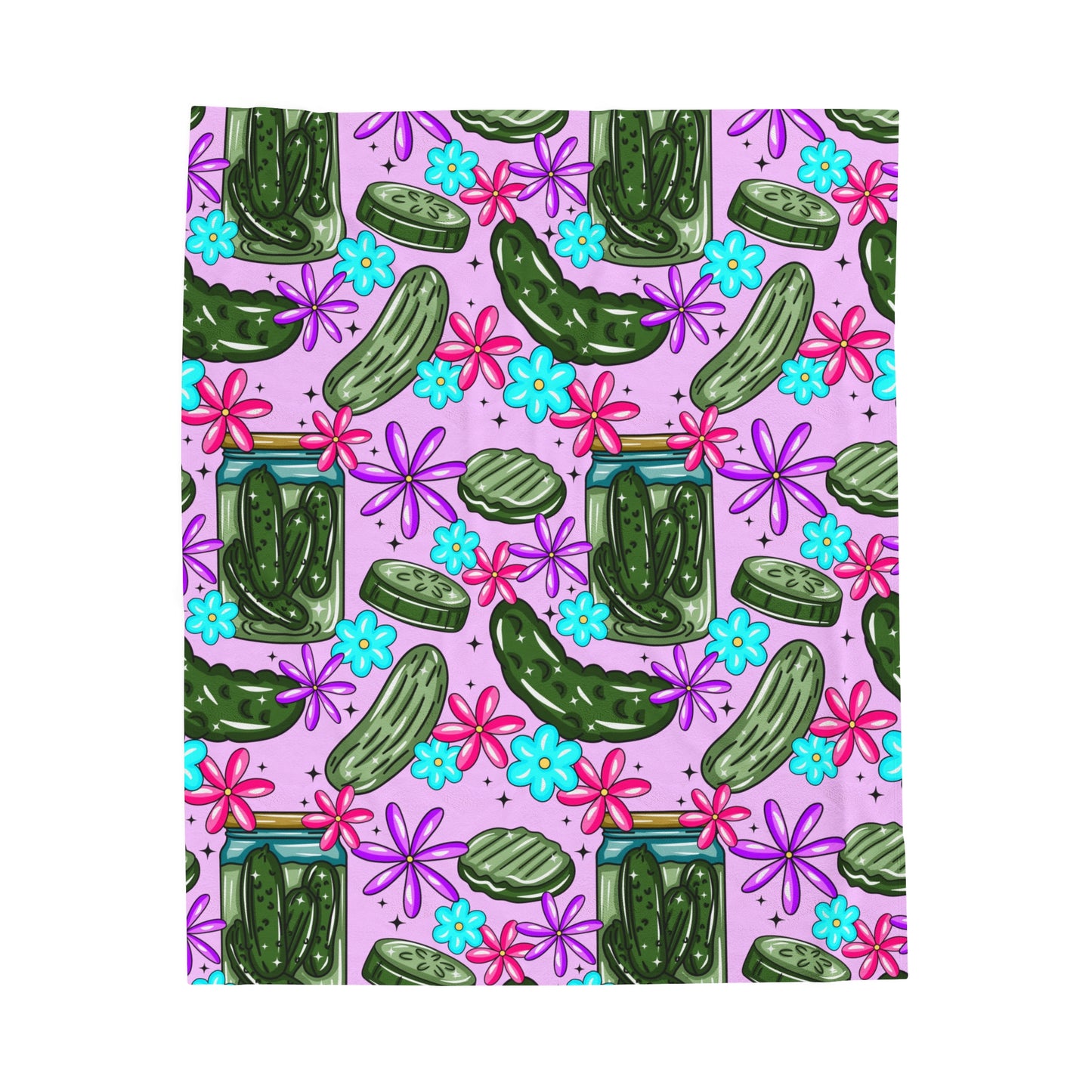 Pickles Floral, Cute Pickle Velveteen Plush Blanket