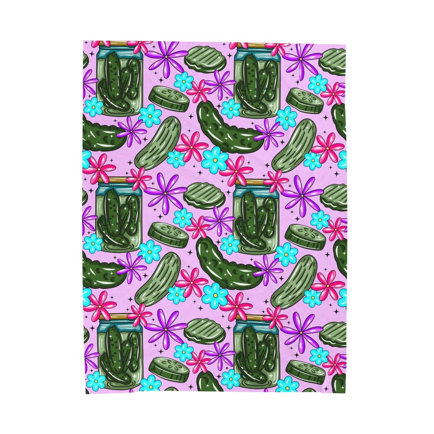 Pickles Floral, Cute Pickle Velveteen Plush Blanket