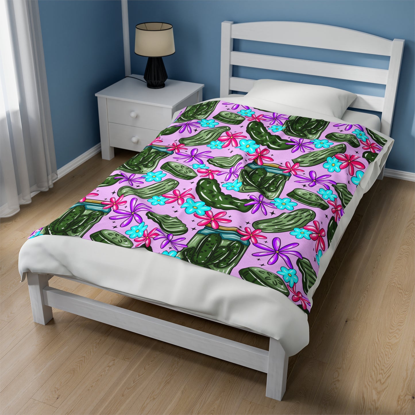 Pickles Floral, Cute Pickle Velveteen Plush Blanket