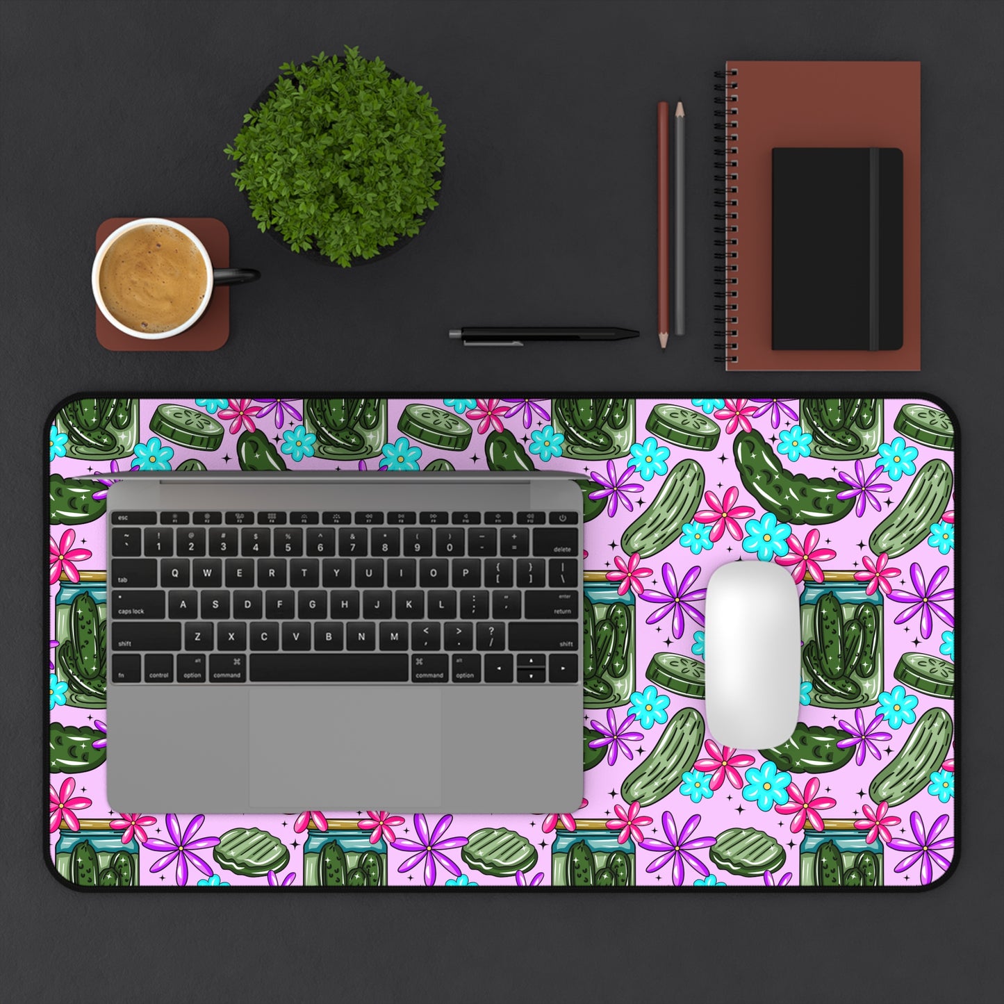 Pickle Floral, Cute Pickle Desk Mat