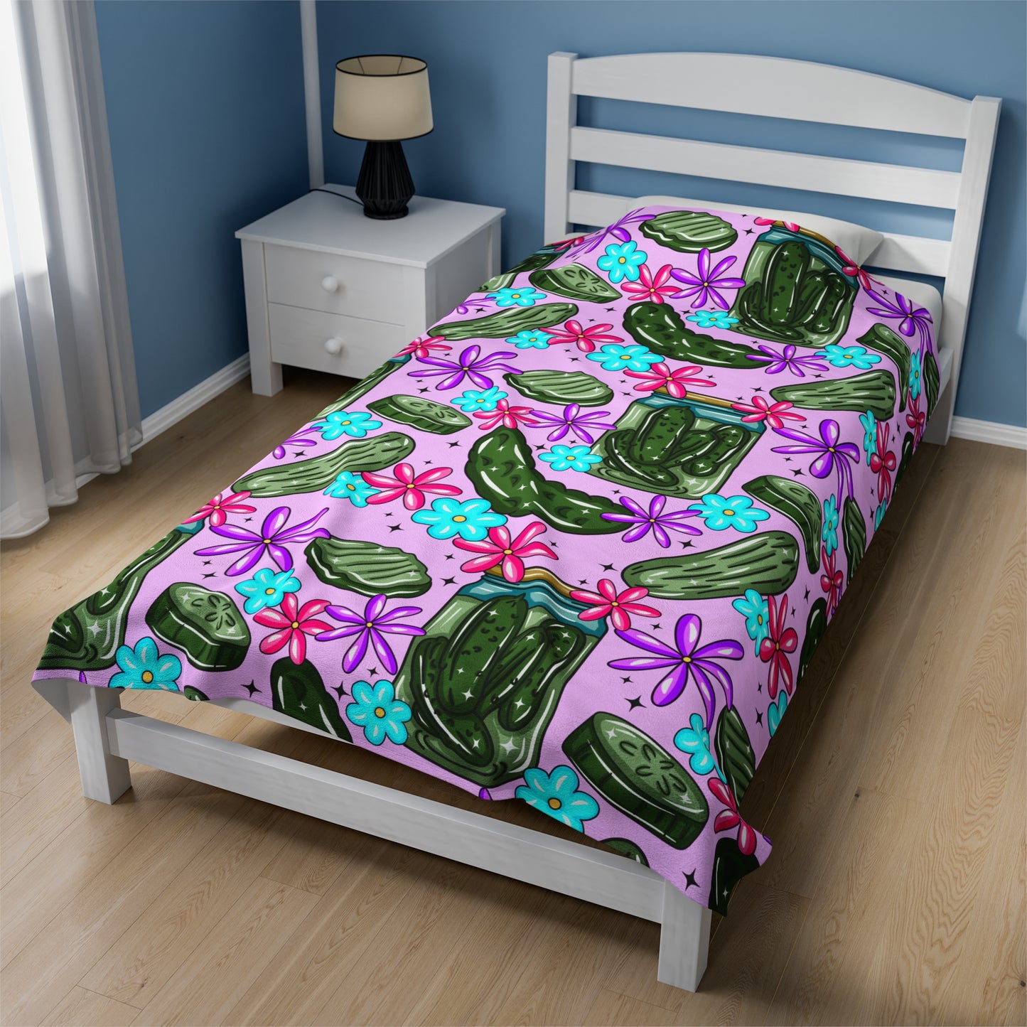 Pickles Floral, Cute Pickle Velveteen Plush Blanket