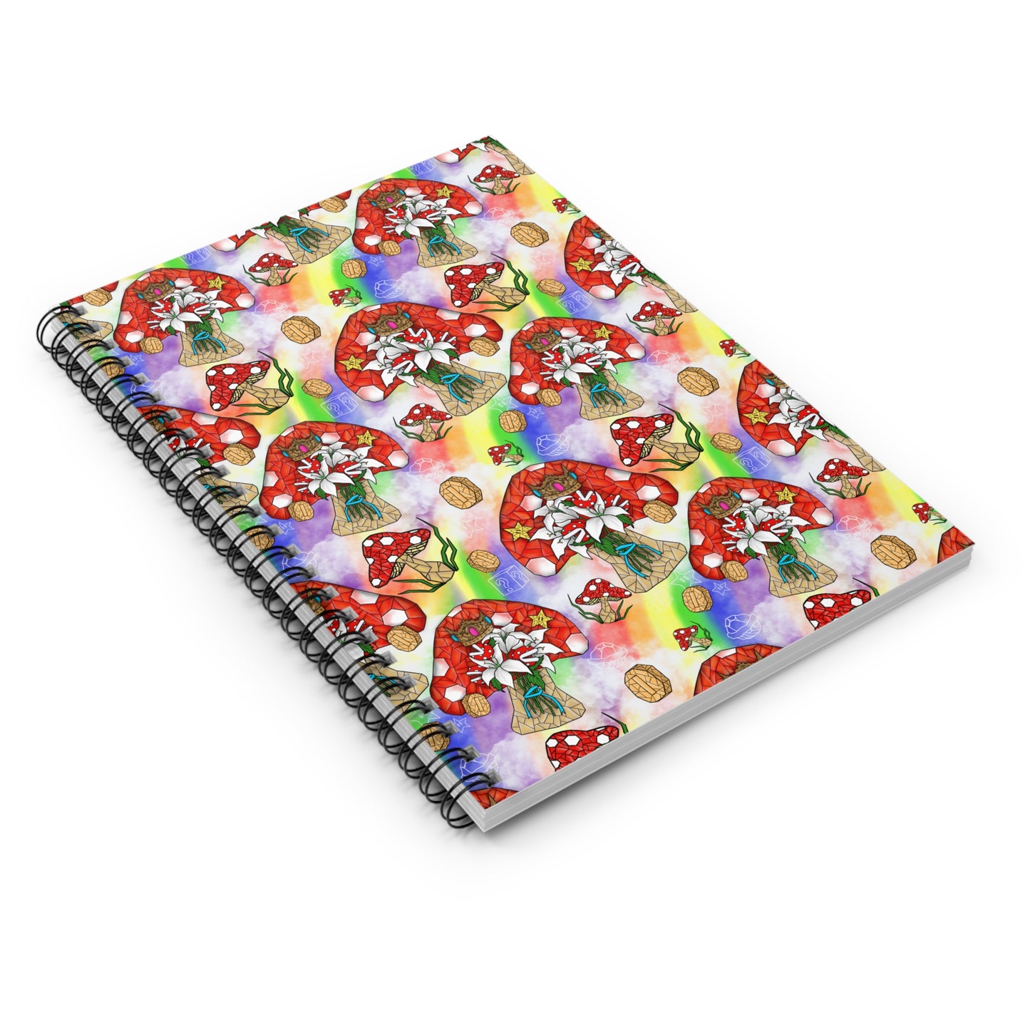 Stained Glass Mushrooms, Spiral Notebook - Ruled Line