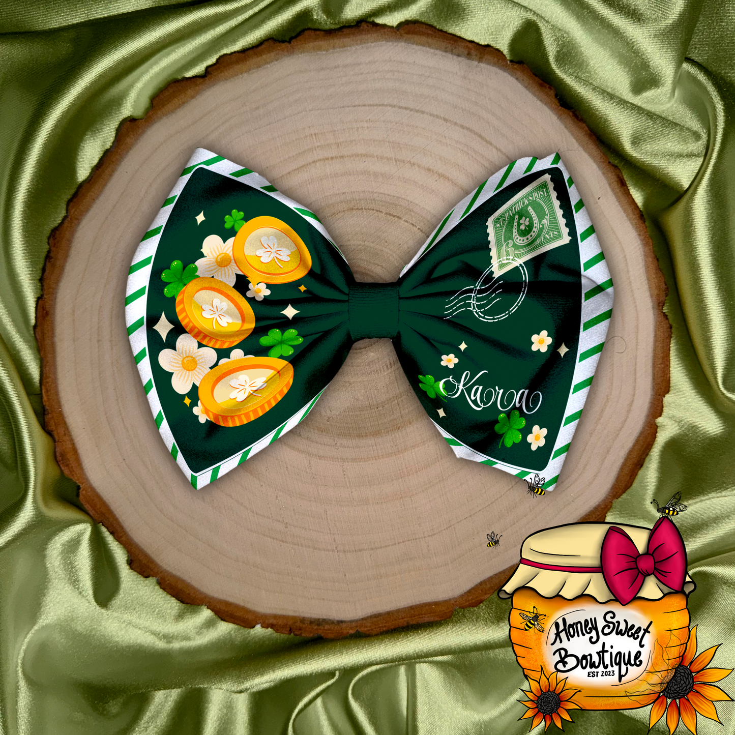 St. Patty’s Letter Custom Name Bow