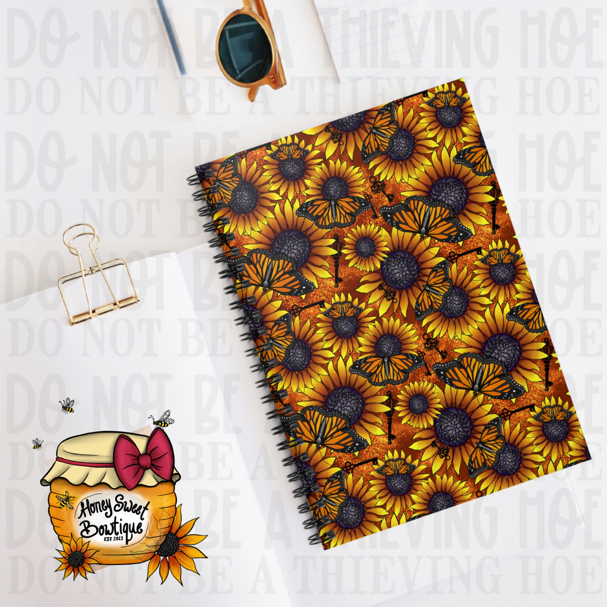 Sunflowers and Monarchs, Spiral Notebook - Ruled Line