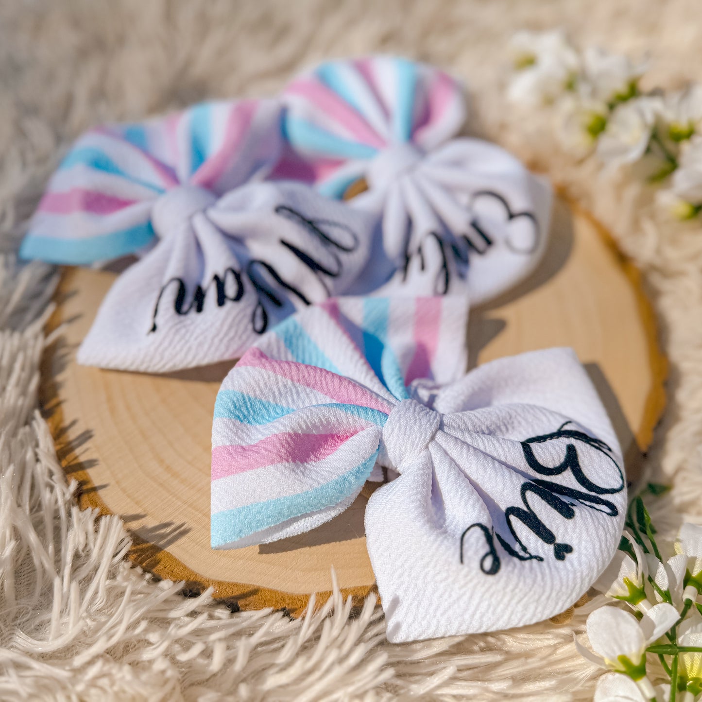 Newborn Stripes Custom Name Bow